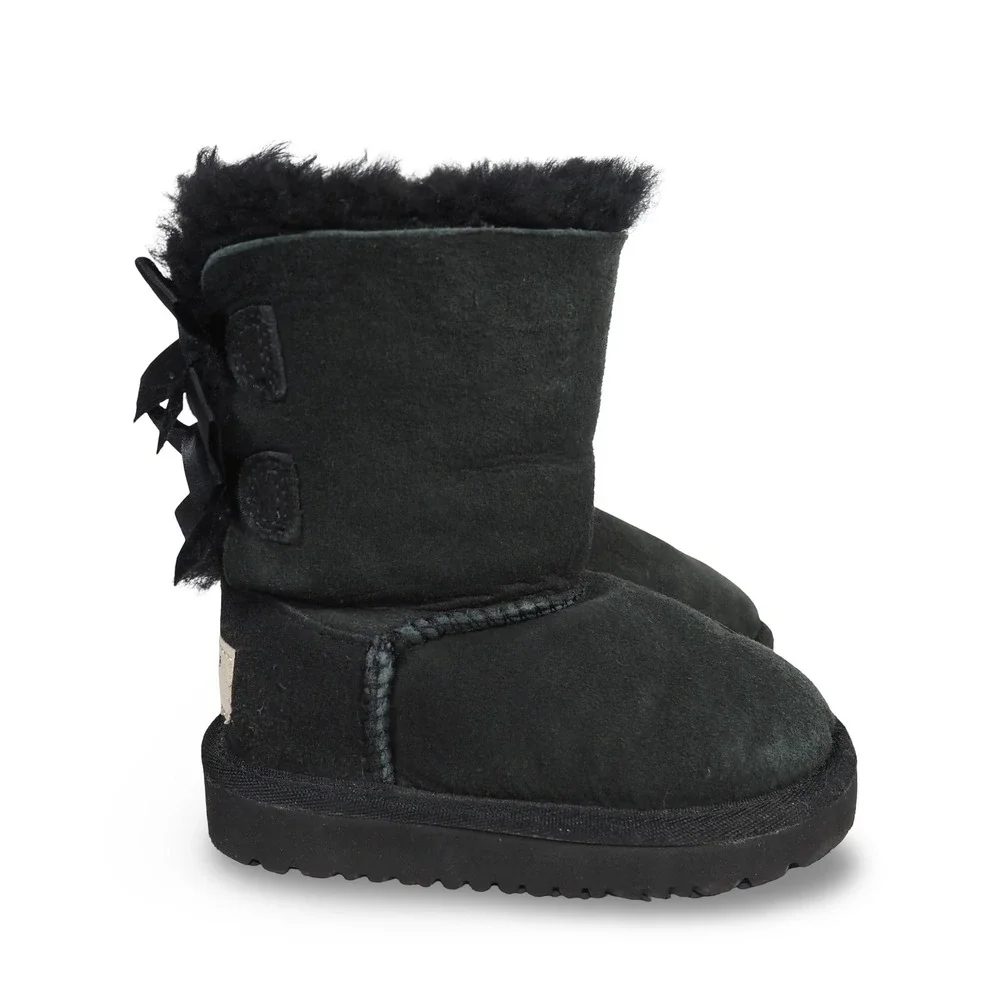 UGG Bailey Bow II‎ Suede Boots 3280T Black Toddler 6 UK 5 EU 22.5